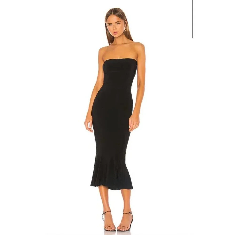 Norma Kamali Strapless Fishtail Dress Black
